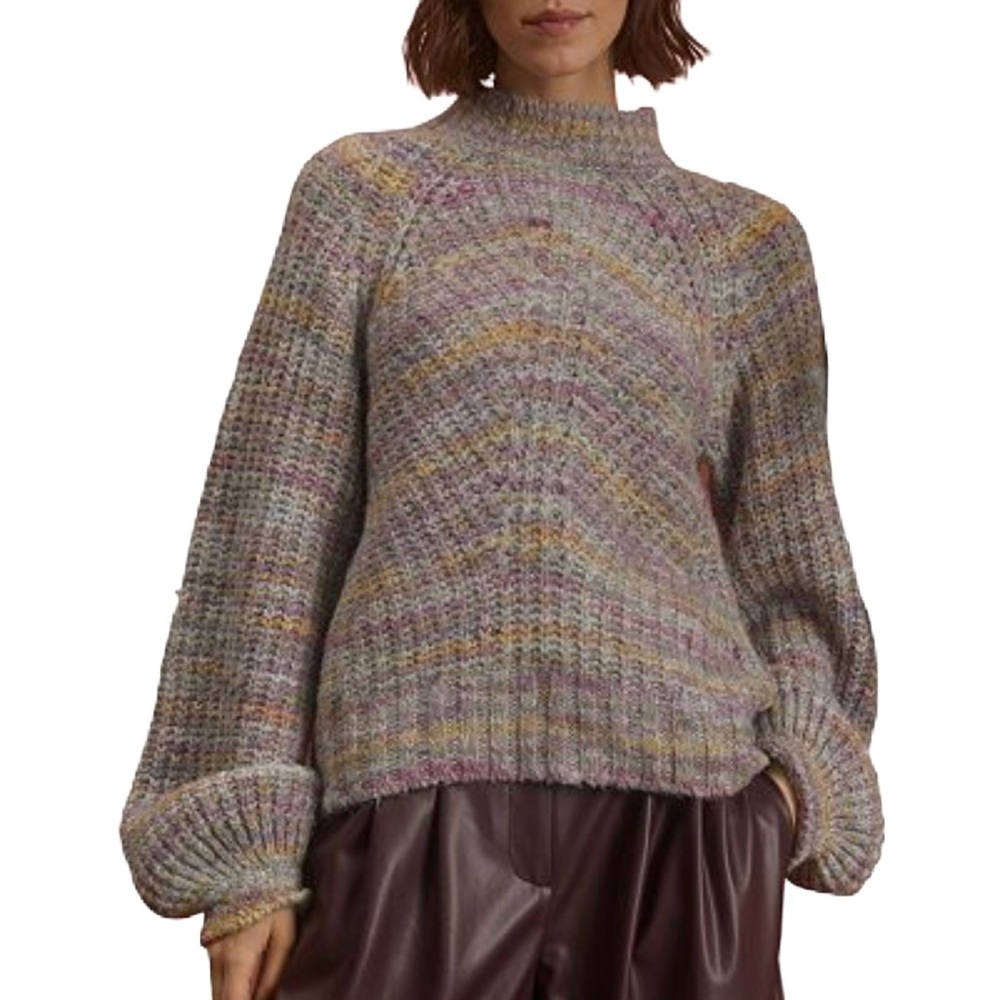 Nicholas Maliya Marled Alpaca Blend Sweater Gray Size Large